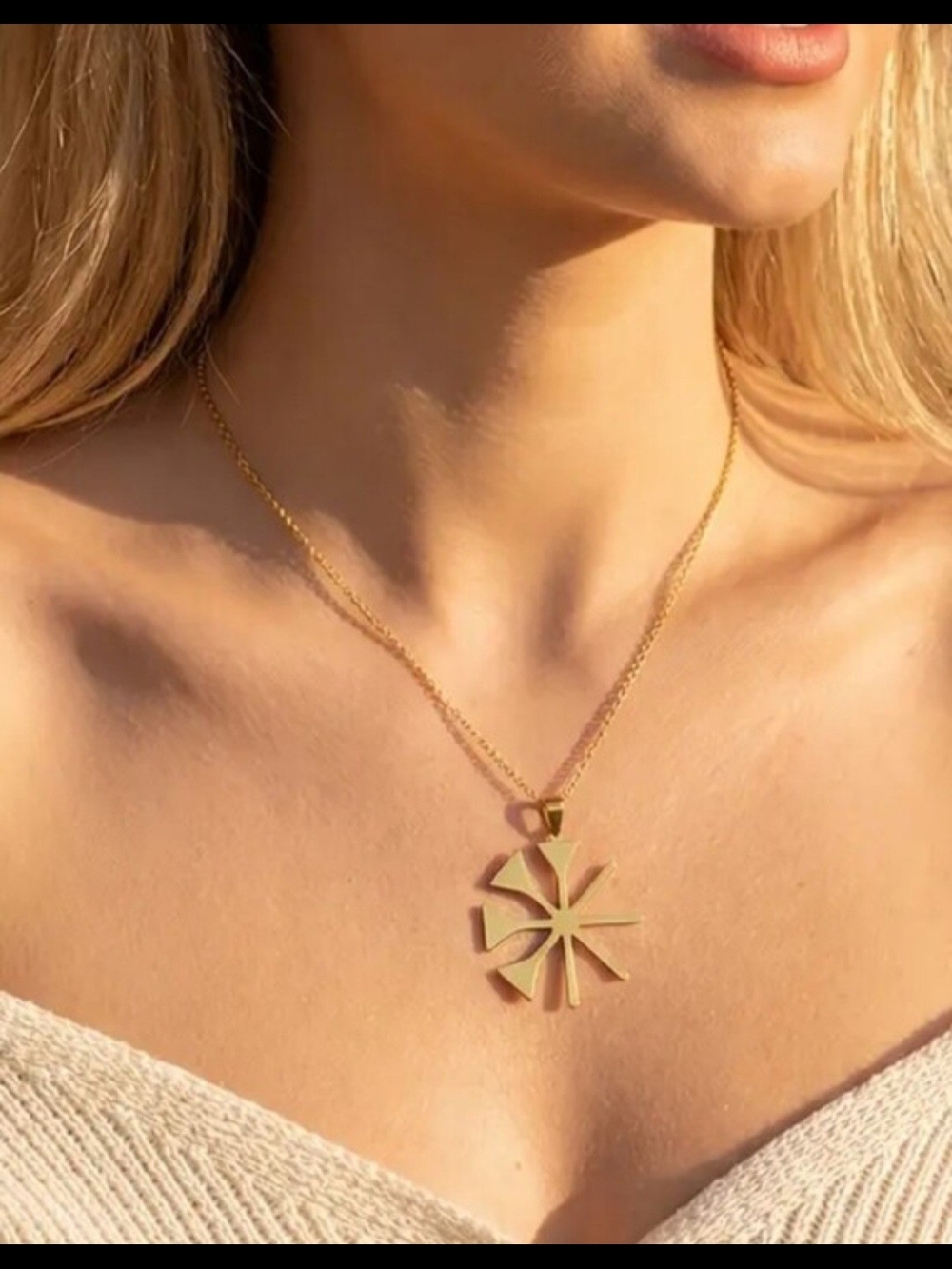 Gold Sunburst Pendant Necklace - Women Jewelry